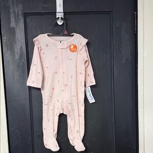 Carter's Light Pink Footed One Piece with Floral Accents